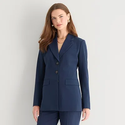 Worthington Womens Regular Fit Blazer In Blue
