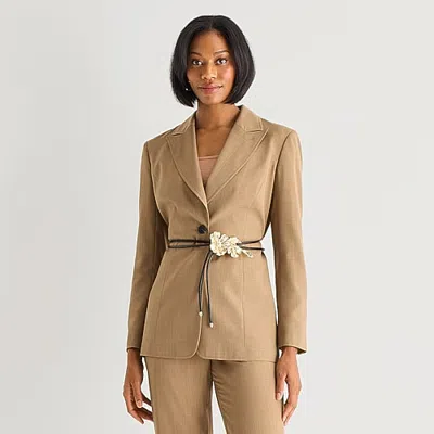 Worthington Womens Regular Fit Blazer In Brown