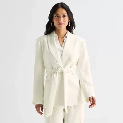 Worthington Womens Regular Fit Blazer In White