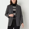 Worthington Womens Relaxed Single Button Blazer In Black