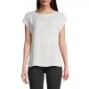 Worthington Womens Round Neck Short Sleeve T-shirt In White
