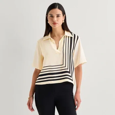 Worthington Womens Short Sleeve Camp Shirt In Multi