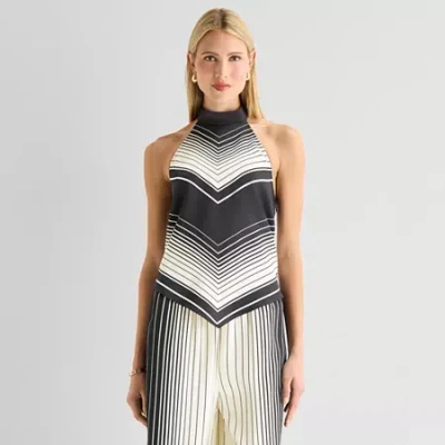 Worthington Womens Sleeveless Mock Neck Top In Black