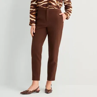 Worthington Womens Slim High Rise Trouser In Brown