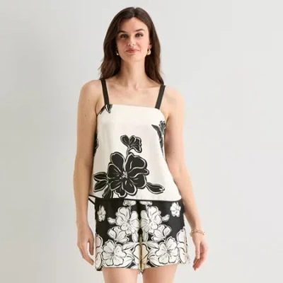 Worthington Womens Square Neck Sleeveless Shell In White