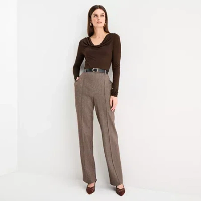 Worthington Womens Straight Trouser In Brown