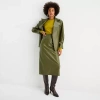 Worthington Womens Tall Midi Faux Leather Pencil Skirt In Green