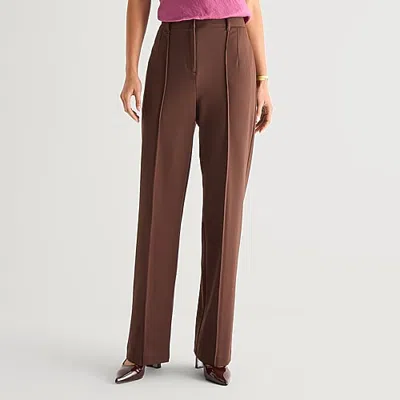Worthington Womens V Neck Long Sleeve Button Plus Cardigan In Brown