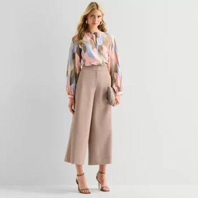 Worthington Womens Wide Leg High Rise Trouser In Brown