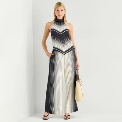 Worthington Womens Wide Leg Mid Rise Trouser In Black