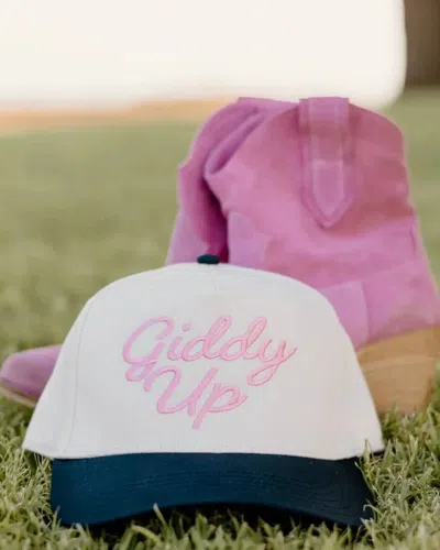 Worthy Hat Co. Women's Giddy Up Trucker Hat In Pink In White