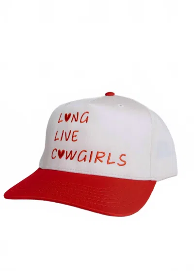 Worthy Hat Co. Women's Long Live Cowgirls Trucker Hat In Red In White