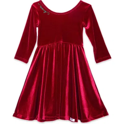 Worthy Threads Kids'  Embroidered Velvet Holiday Twirly Dress In Multi