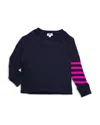 Worthy Threads Girls Cropped Crew Neck With Magenta Stripes - Little Kid, Big Kid In Navy