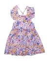 Worthy Threads Girls' Flowers Ruffle Sleeve Dress - Little Kid, Big Kid In Purple Flowers