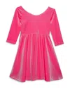 Worthy Threads Girls' Girls Twirly Dress In Pink Candy Stretch Velvet - Little Kid, Big Kid In Light Pink