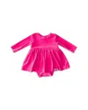Worthy Threads Girls' Long Sleeved Velvet Bubble Romper - Baby In Hot Pink