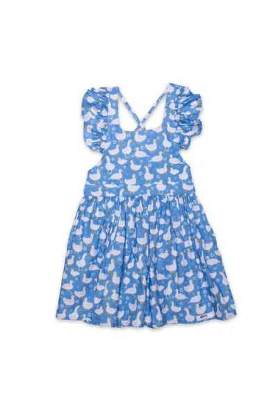 Worthy Threads Kids'  Girls Ruffle Sleeve Dress In Blue Ducks