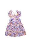 Worthy Threads Kids'  Girls Ruffle Sleeve Dress In Purple Flowers