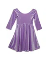 Worthy Threads Girls' Stretch Velvet Twirly Dress - Little Kid, Big Kid In Lavender