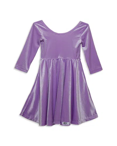 Worthy Threads Girls' Stretch Velvet Twirly Dress - Little Kid, Big Kid In Lavender