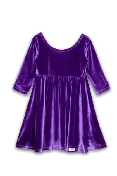 Worthy Threads Kids'  Girls Stretch Velvet Twirly Dress In Purple