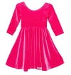 Worthy Threads Kids'  Girls Stretch Velvet Twirly Dress In Hot Pink