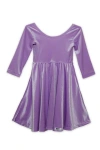 Worthy Threads Babies'  Girls Stretch Velvet Twirly Dress In Lavender