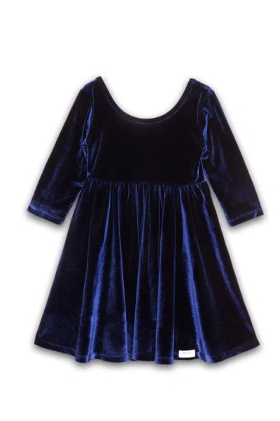 Worthy Threads Kids'  Girls Stretch Velvet Twirly Dress In Blue