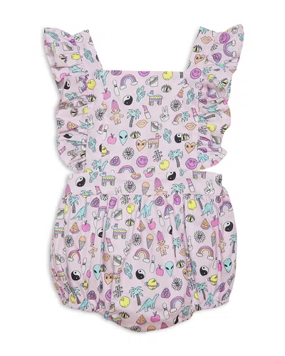 Worthy Threads Kids' Girls' Woven Bubble Romper In 90s Toys - Baby In Light Pink