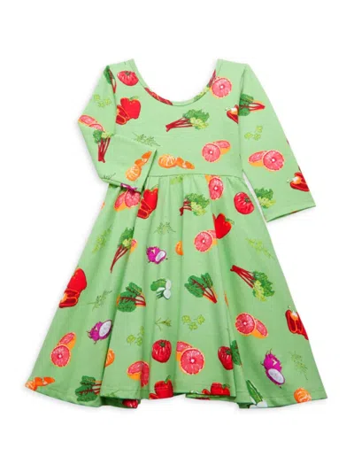 Worthy Threads Kids' Little Girl's & Girl's Greens Market Fit And Flare Dress