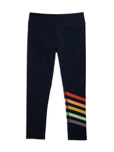 Worthy Threads Babies' Little Girl's & Girl's Rainbow Stripe Leggings In Navy