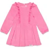 Worthy Threads Long Sleeve Ruffle Dress In Pink