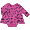 Worthy Threads Printed Long Sleeve Bubble Romper In Dino