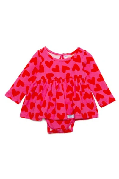 Worthy Threads Babies'  Printed Long Sleeve Bubble Romper In Pink