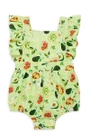 Worthy Threads Babies'  Ruffle Sleeve Bubble Romper In Avocado Toast