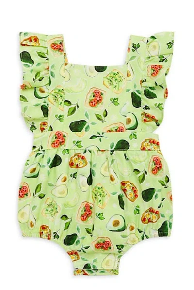 Worthy Threads Ruffle Sleeve Bubble Romper In Avocado Toast
