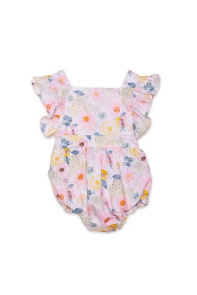 Worthy Threads Babies'  Ruffle Sleeve Bubble Romper In Blooming
