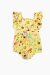 Worthy Threads Ruffle Sleeve Bubble Romper In Carbo Load
