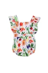 Worthy Threads Babies'  Ruffle Sleeve Bubble Romper In Veggies