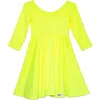 Worthy Threads Girls' Twirly Dress In Neon Yellow - Little Kid, Big Kid