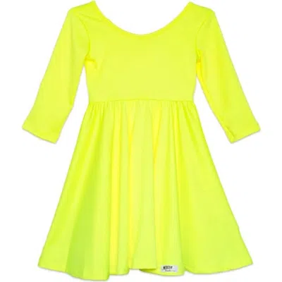 Worthy Threads Girls' Twirly Dress In Neon Yellow - Little Kid, Big Kid