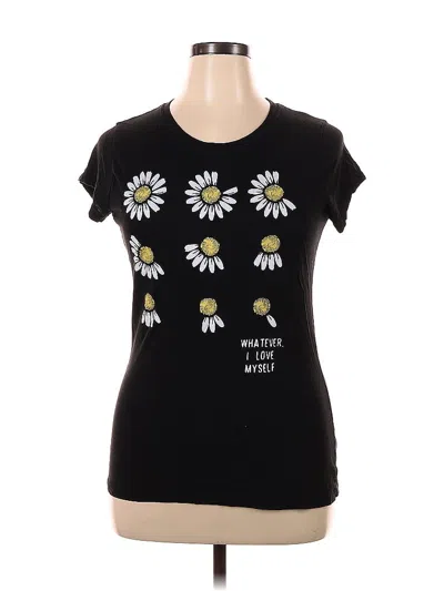 Pre-owned Wound Up Short Sleeve Top Black Scoop Neck Tops