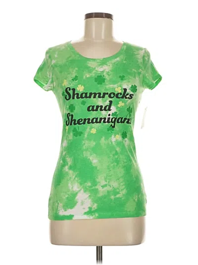 Pre-owned Wound Up Short Sleeve Top Green Scoop Neck Tops
