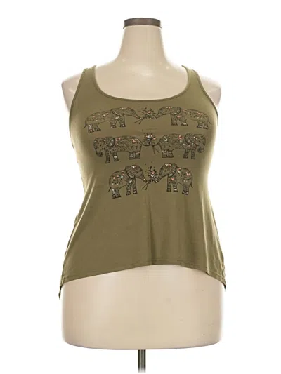 Pre-owned Wound Up Sleeveless Top Green Halter Neckline Tops