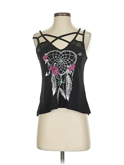 Pre-owned Wound Up Tank Top Black Halter Neckline Tops