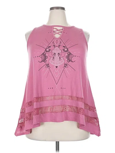 Pre-owned Wound Up Tank Top Pink Halter Neckline Tops