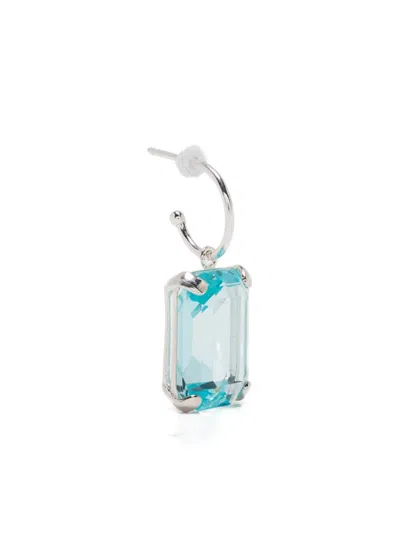 Wouters & Hendrix Aquamarine Crystal Hoop Earrings In Silver