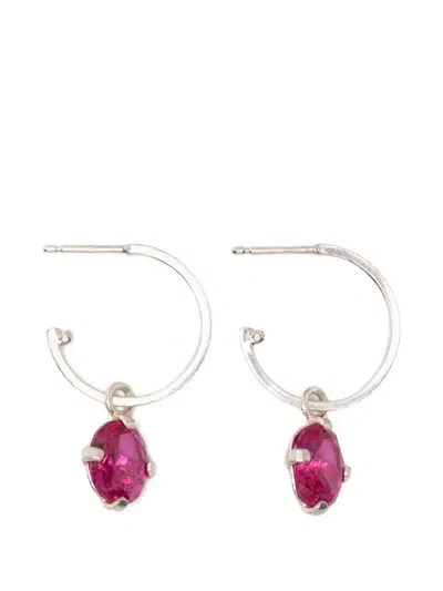 Wouters & Hendrix Crystal-pendant Hoop Earrings In Silver