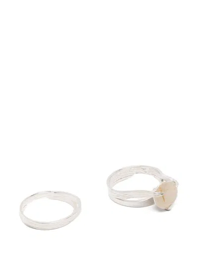 Wouters & Hendrix Quartz-embellishment Rings (set Of Two) In Silver